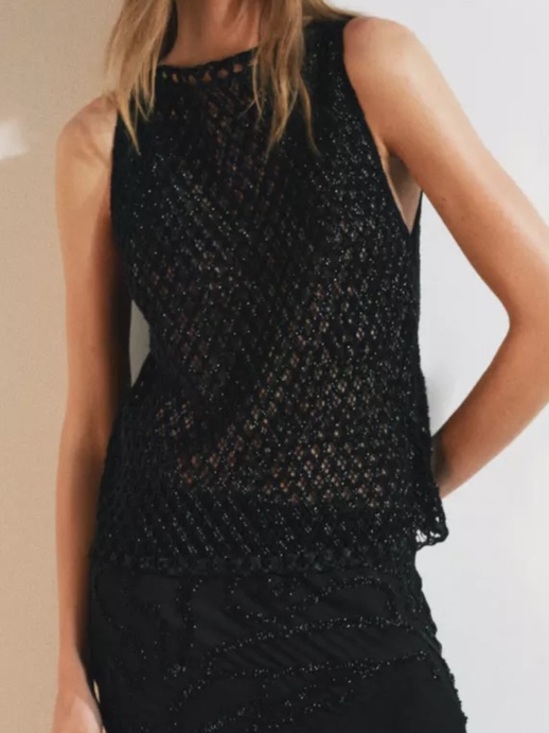 Zara Tops - Zara NWT fully beaded Black woven Sleeveless formal fancy Top